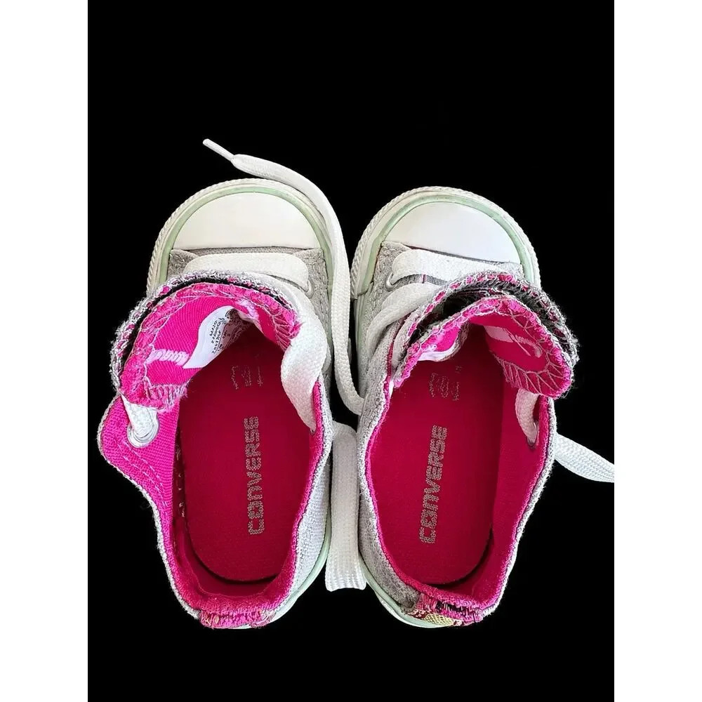 Converse All Star Infant Low Top Lace-Up Canvas Sneakers Gray Pink White US 3